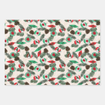 Papel de embalagem de Natal em creme