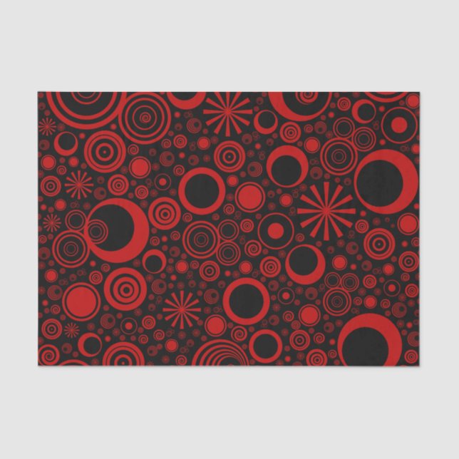 PAPEL DE EMBALAGEM DE TECIDO Rounds-Red-Black-TISS (Frente )