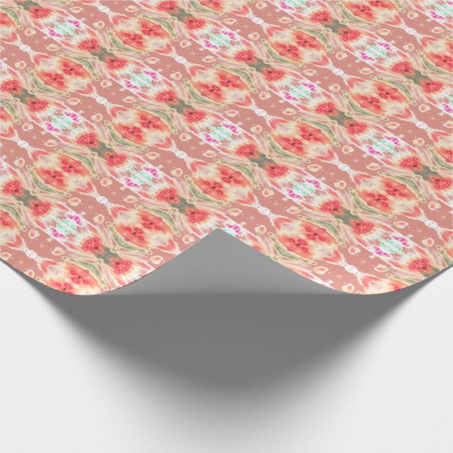 Papel de embrulhamento de presente de coral vermel (Ponta)