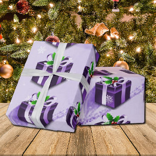 Papel de embrulhamento de presente de Natal roxo