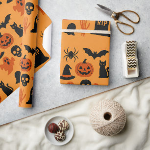 Papel de embrulhamento de presente de Spooky Hallo