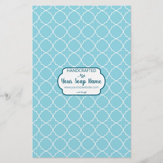 Papel de embrulhamento de sabão azul e branco (Frente)