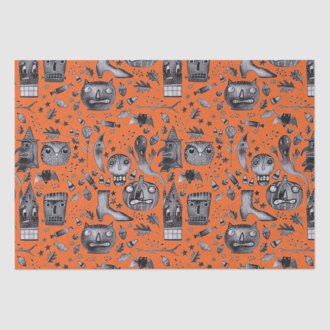 Papel de embrulhamento de tecidos do Halloween-O-R (Frente )