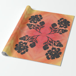 Papel de embrulho 30"x6' Silhueta de rosa laranja