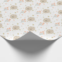 Papel de embrulho Abelhas e flores fofas