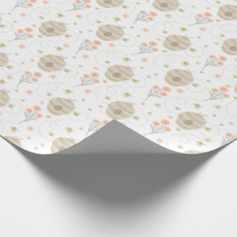 Papel de embrulho Abelhas e flores fofas