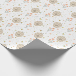 Papel de embrulho Abelhas e flores fofas
