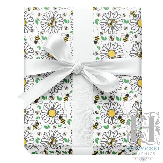 Papel de embrulho Abelhas & Margaridas (Criador carregado)