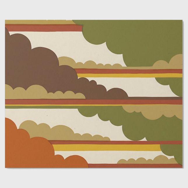 Papel de embrulho Abstract MidMod Cloud Burnt Oliv (Aberto)