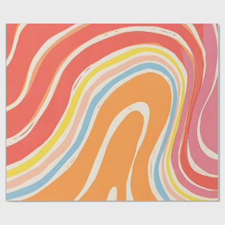 Papel de embrulho Abstract Peach Rainbow Ripples