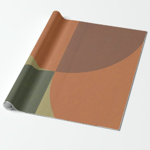 Papel de embrulho abstrato Bauhaus Terracota Verde