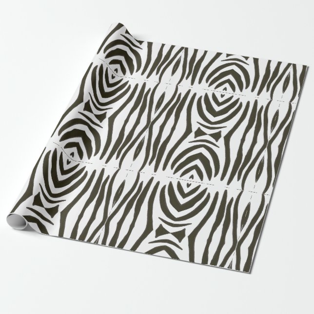 Papel de embrulho abstrato preto-branco em faixa d (Desenrolado)