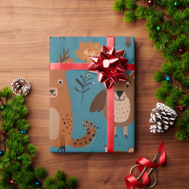 Papel de embrulho Adoráveis Animais (Presente de Natal)