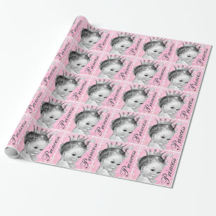 Papel de embrulho Adorável Princesa Rosa para Chás