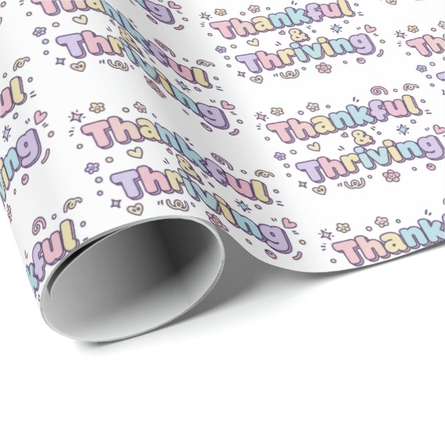Papel de embrulho Agradecido e Próspero (Ponta do rolo)