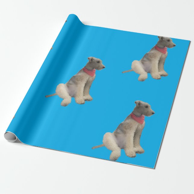 Papel de embrulho Airedale Azul (Desenrolado)