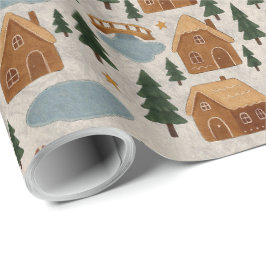 Papel de Embrulho Aldeia de Pão de Mel Aconchegant