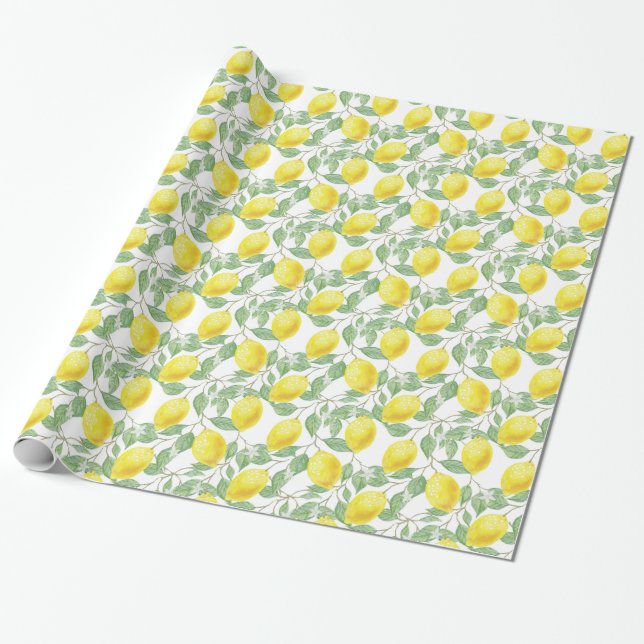 Papel de embrulho alegre e brilhante de limão Limõ (Desenrolado)