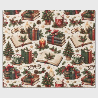 Papel de Embrulho Amante de Livros de Natal