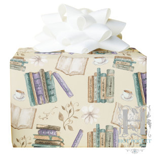 Papel de embrulho Amante de livros em Creme