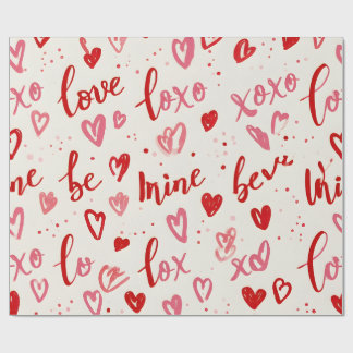 Papel de embrulho Amor XOXO Coração Dia dos Namora