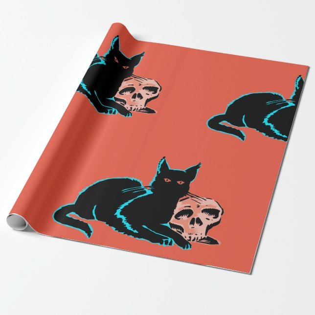 Papel de embrulho ANIMADO NEGRO GATO COM PELE (Desenrolado)