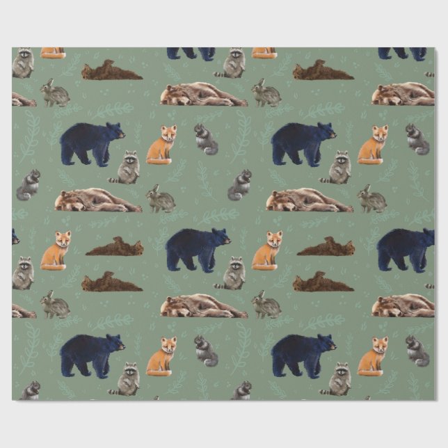 Papel de embrulho Animais Selvagens Amigos da Flor (Aberto)