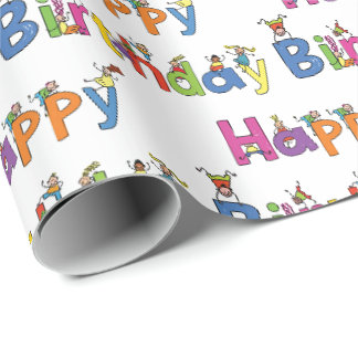 Papel de embrulho - Aniversário feliz crianças lou