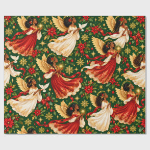 Papel de embrulho Anjos do Natal Preto