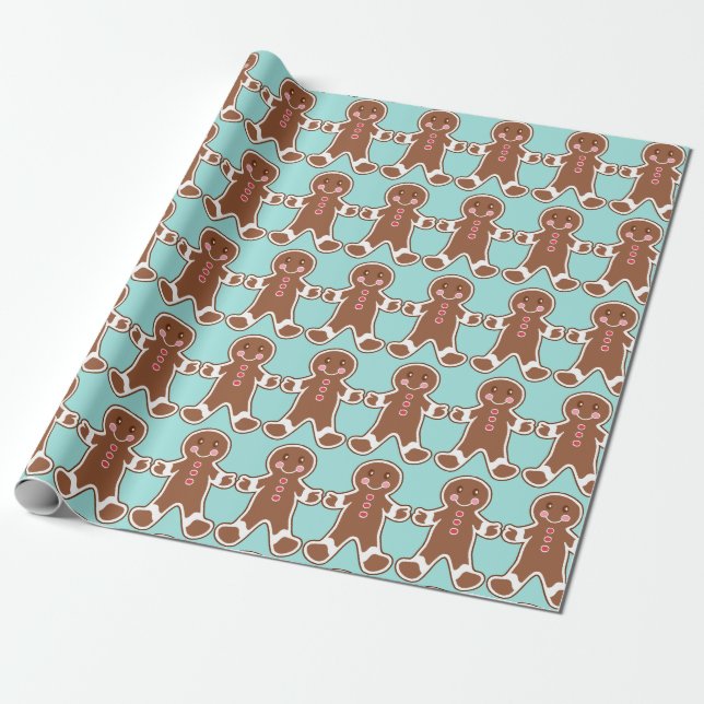 Papel de embrulho Aqua Gingerbread (Desenrolado)