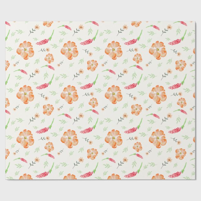 Papel de embrulho aquarela de flores silvestres ve (Aberto)