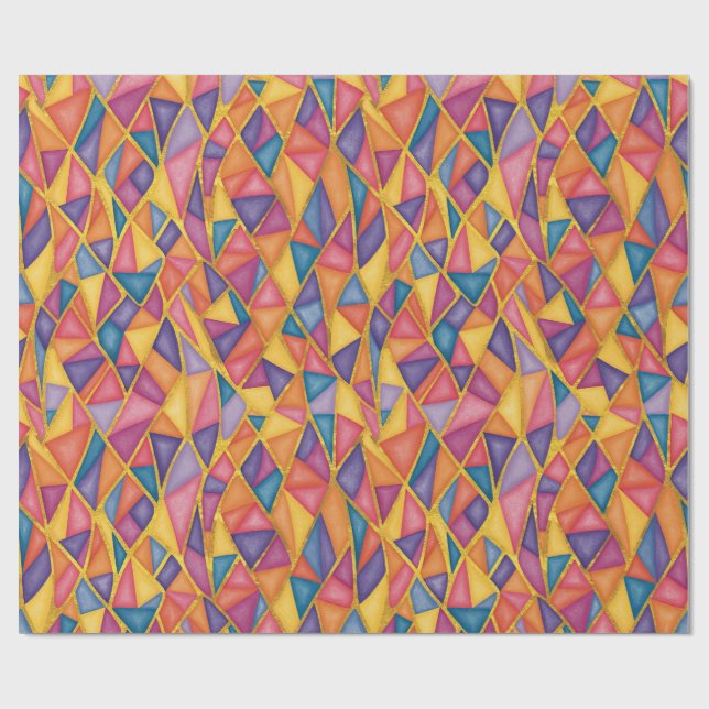 Papel de embrulho arco-íris com efeito de vitral (Aberto)