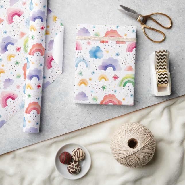 Papel de embrulho Arco-íris, Papel de presente Col (Artesanato)