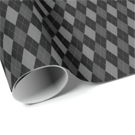 Papel de embrulho Argyle cinza e preto