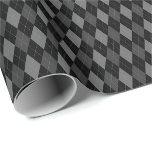 Papel de embrulho Argyle cinza e preto
