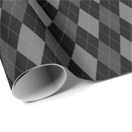 Papel de embrulho argyle cinza e preto grande