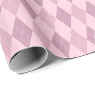 Papel de embrulho argyle de grandes tons rosa
