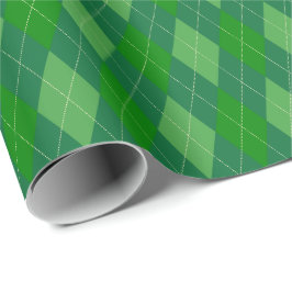 Papel de embrulho Argyle em tons verdes grandes