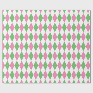 Papel de embrulho Argyle rosa verde Golf Chic