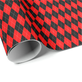 Papel de embrulho Argyle vermelho e preto