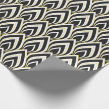 Papel de embrulho Art Déco preto e branco