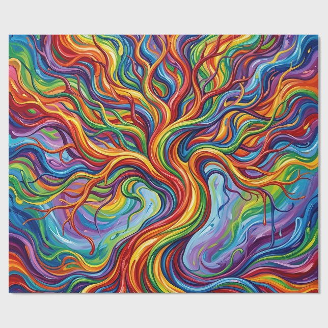 Papel de embrulho Árvore da Vida Arco-íris Abstrat (Aberto)