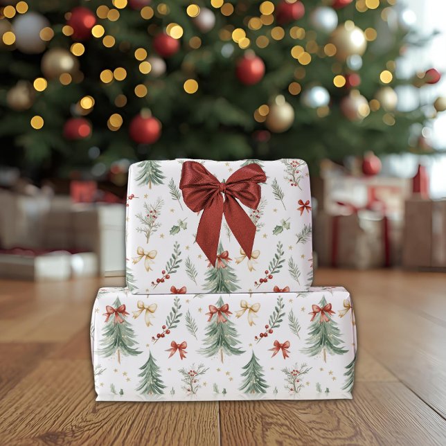 Papel de embrulho Árvore de Natal e Azevinho em Aq (Criador carregado)