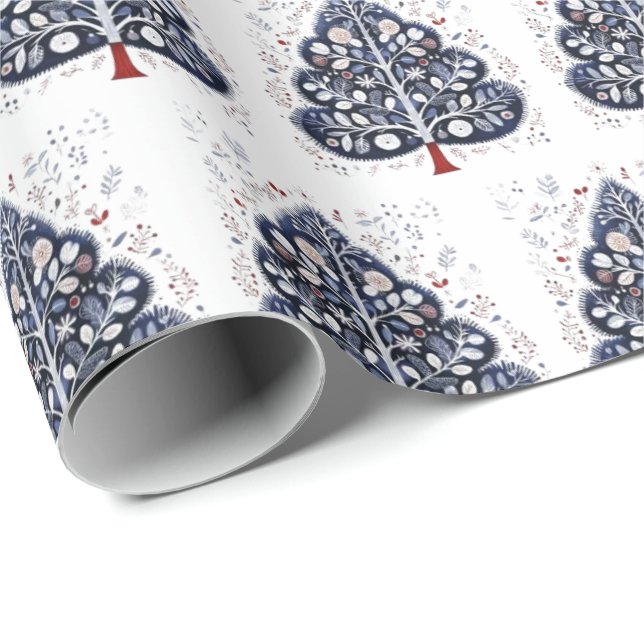 Papel de embrulho - Árvore de Natal Escandinava (Ponta do rolo)