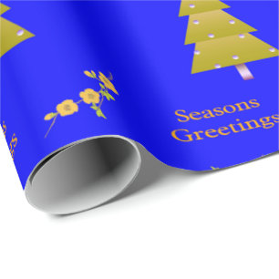 Papel de embrulho Árvores Blue Gold Cumprimentos d