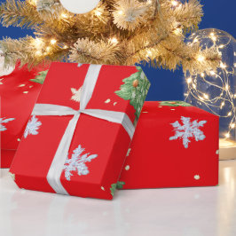 Papel de embrulho Árvores de Natal & Flocos de Nev