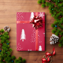 Papel de embrulho Árvores de Natal Flocos de neve