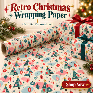 Papel de embrulho Árvores de Natal retrô do meio d