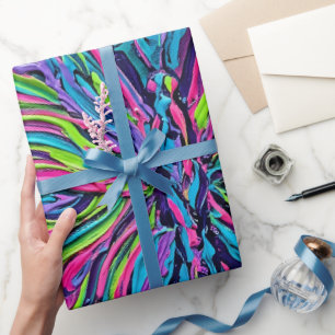 Papel de embrulho Asas de Borboleta Neon Abstratas