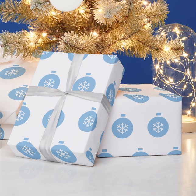 Papel de embrulho azul bola de natal (Feriados)